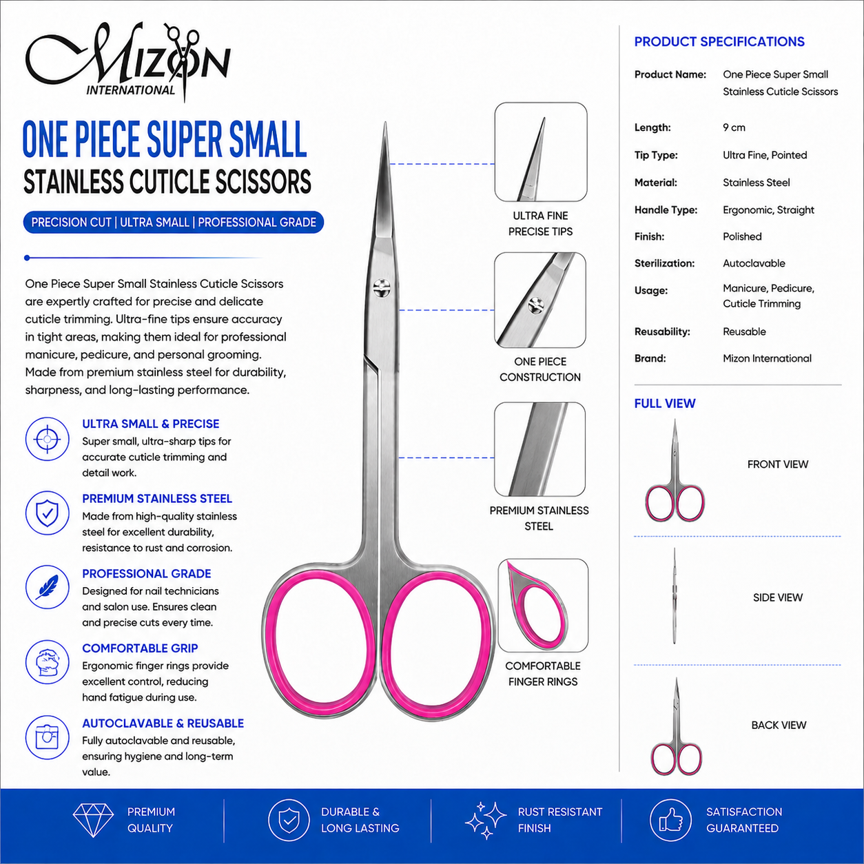 Professional Super Small Cuticle Scissors – Stainless Steel Precision Nail & Cuticle Scissors with Ultra Fine Tips