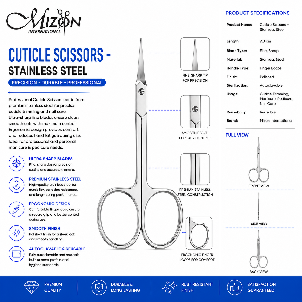Cuticle Scissors Stainless Steel – Professional Precision Cuticle Trimming Scissors for Manicure & Pedicure