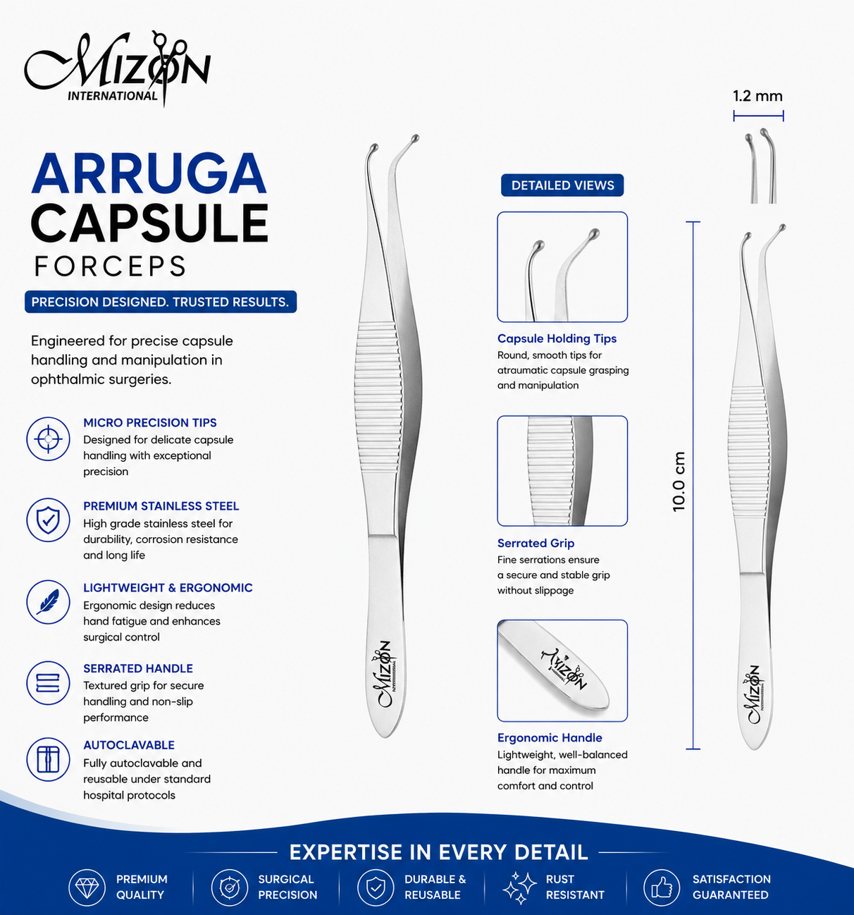 Arruga Capsule Forceps – 10.0 cm | Premium Stainless Steel Ophthalmic Surgical Instrument