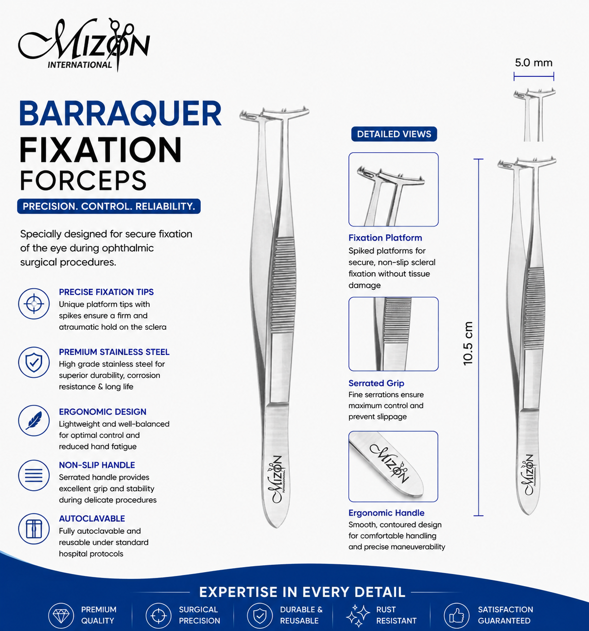 Barraquer Fixation Forceps – 10.5 cm | Premium Stainless Steel Ophthalmic Surgical Instrument