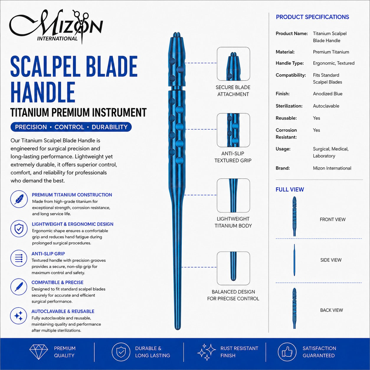 Titanium Scalpel Blade Handle | Premium Surgical Blade Handle | Mizon International