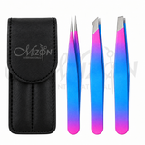 Mizon International 3 eyebrow tweezers set professional precision beauty instruments for eyebrow grooming and shaping