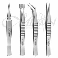 4PCS Precision Tweezers Set | Stainless Steel Electronics & Beauty Tools