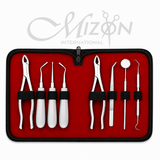 Mizon International 8 Pcs Dental Extraction Forceps & Elevator Set featuring professional dental extraction forceps and elevators designed for controlled tooth extraction, basic dental surgery, oral surgical procedures, and professional dental clinic use.