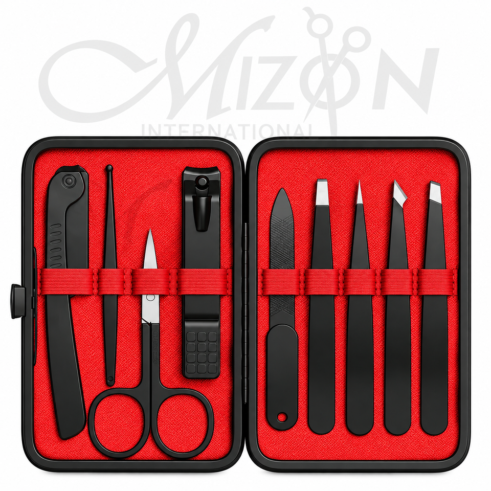 Mizon International 9PCS professional stainless steel tweezer set precision eyebrow grooming and beauty instruments