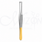 Adson Tissue Forceps Micro 1x2 Teeth Stainless Steel Gold Handle by Mizon International