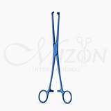 Mizon 15cm titanium Allis tissue forceps with 1x2 teeth, locking ring handles and blue coated finish