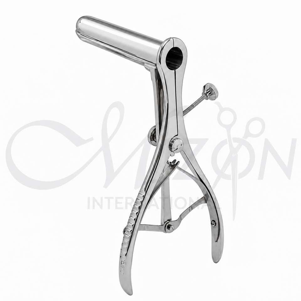 Mizon International Anal Speculum featuring a precision speculum design, stainless steel construction, ergonomic handling, and professional general surgery instrument quality for anorectal applications.