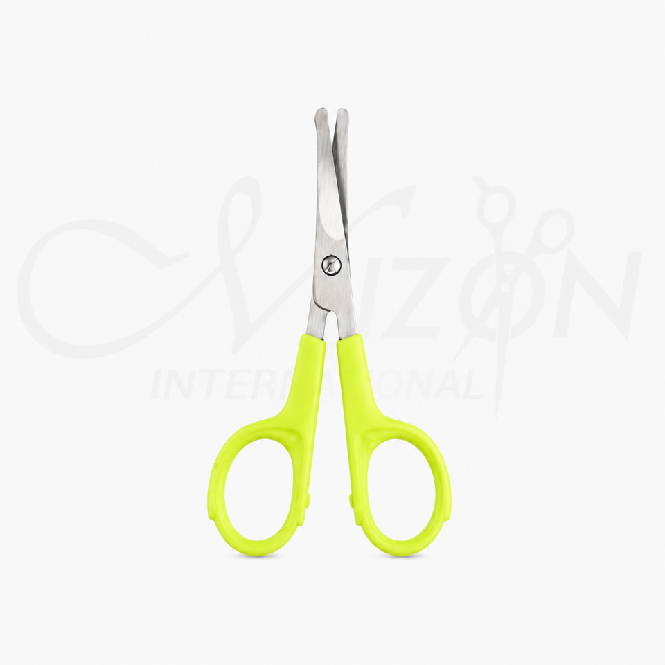Baby Nail Scissors Stainless Steel Rounded Safety Tip Infant Nail Cutter with Green Handle by Mizon International