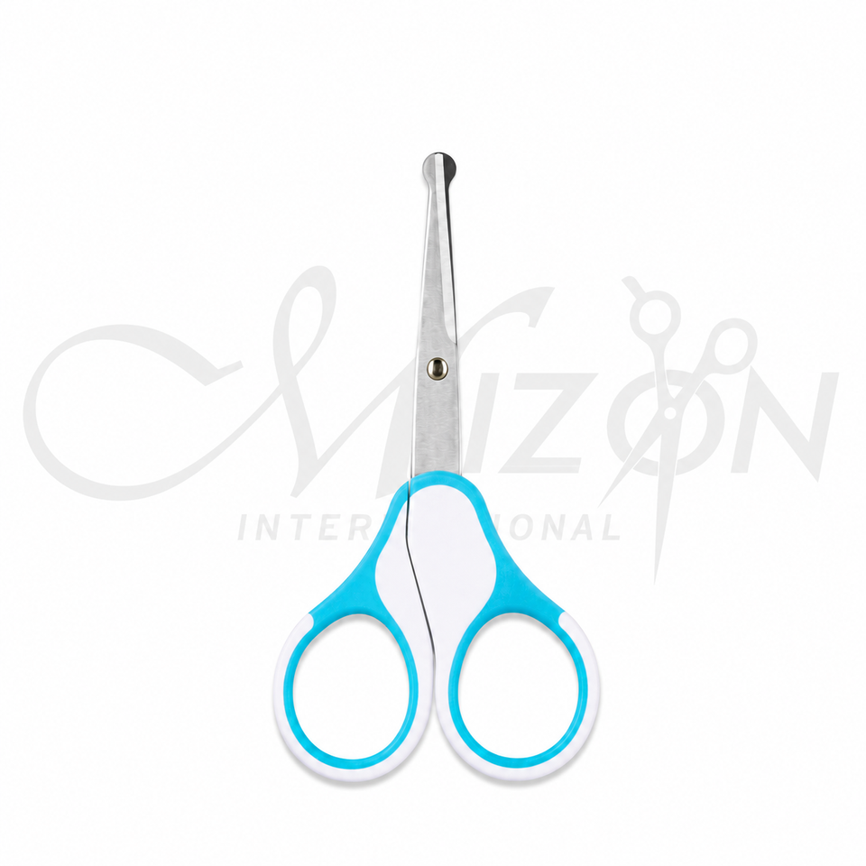Baby Nail Scissors Stainless Steel Rounded Tip Safety Nail Cutter for Infant Grooming by Mizon International