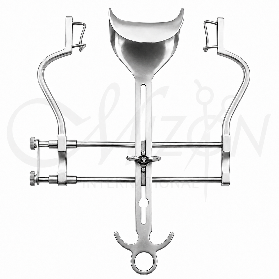 Mizon International Balfour Retractor self-retaining abdominal surgical instrument with lateral and central retractor blades