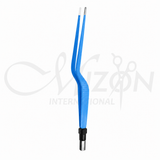 Mizon International 15cm blue insulated bayonet bipolar forceps with fine stainless steel tips