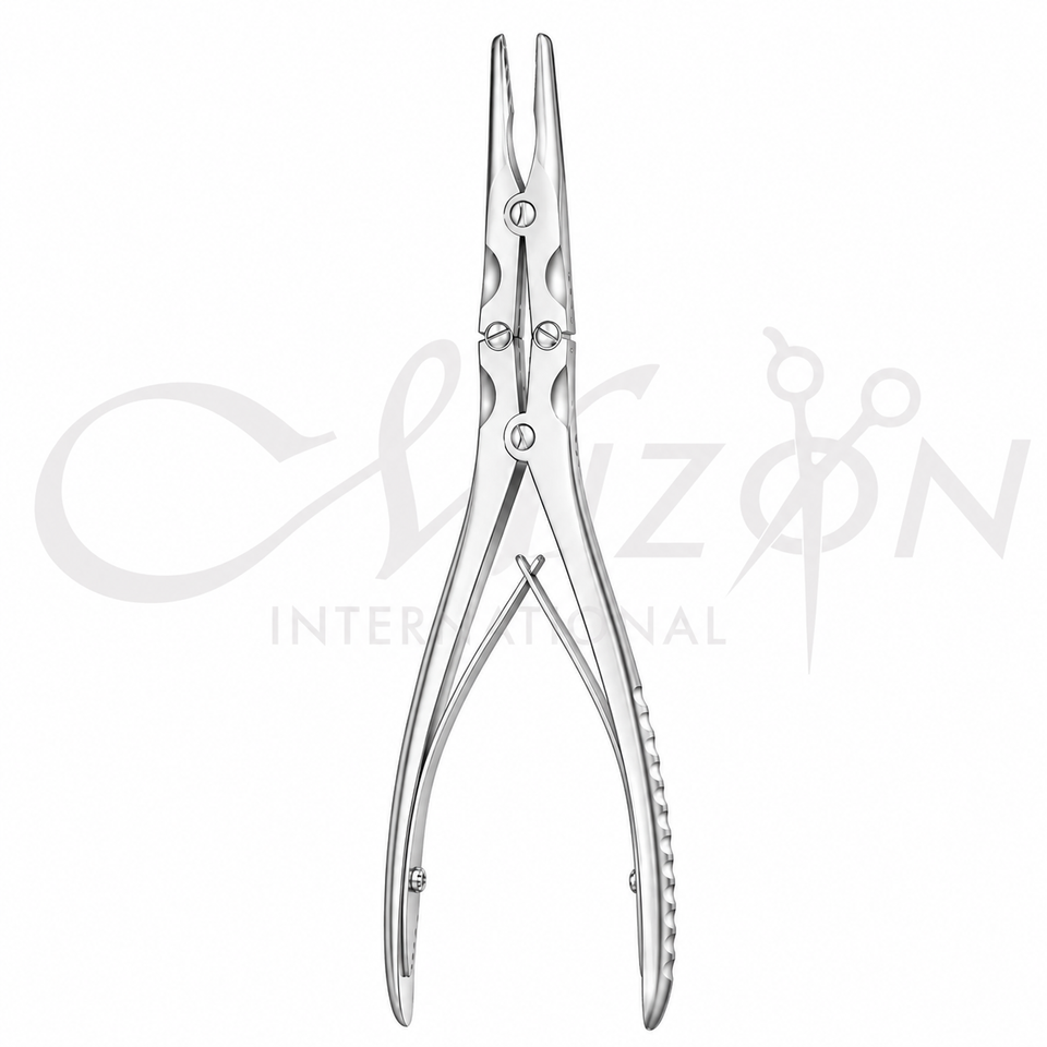 Mizon International Beyer Bone Rongeur 18 cm featuring a curved working profile, surgical-grade stainless steel construction, ergonomic design, and precision working end for controlled bone cutting, grasping, and removal procedures.