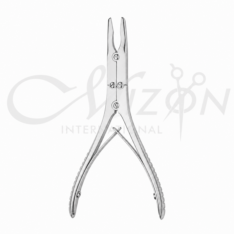 Mizon International Beyer Bone Rongeur 18cm 3mm featuring a precision 3 mm jaw, surgical-grade stainless steel construction, ergonomic design, and reusable professional construction for controlled bone cutting and removal procedures.