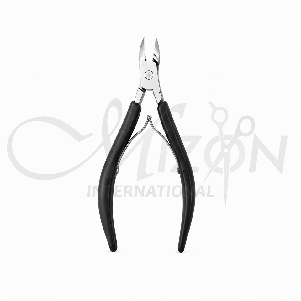 Black Stainless Steel Cuticle Nipper Nail Cutter with Rubber Grip Professional Manicure Tool by Mizon International