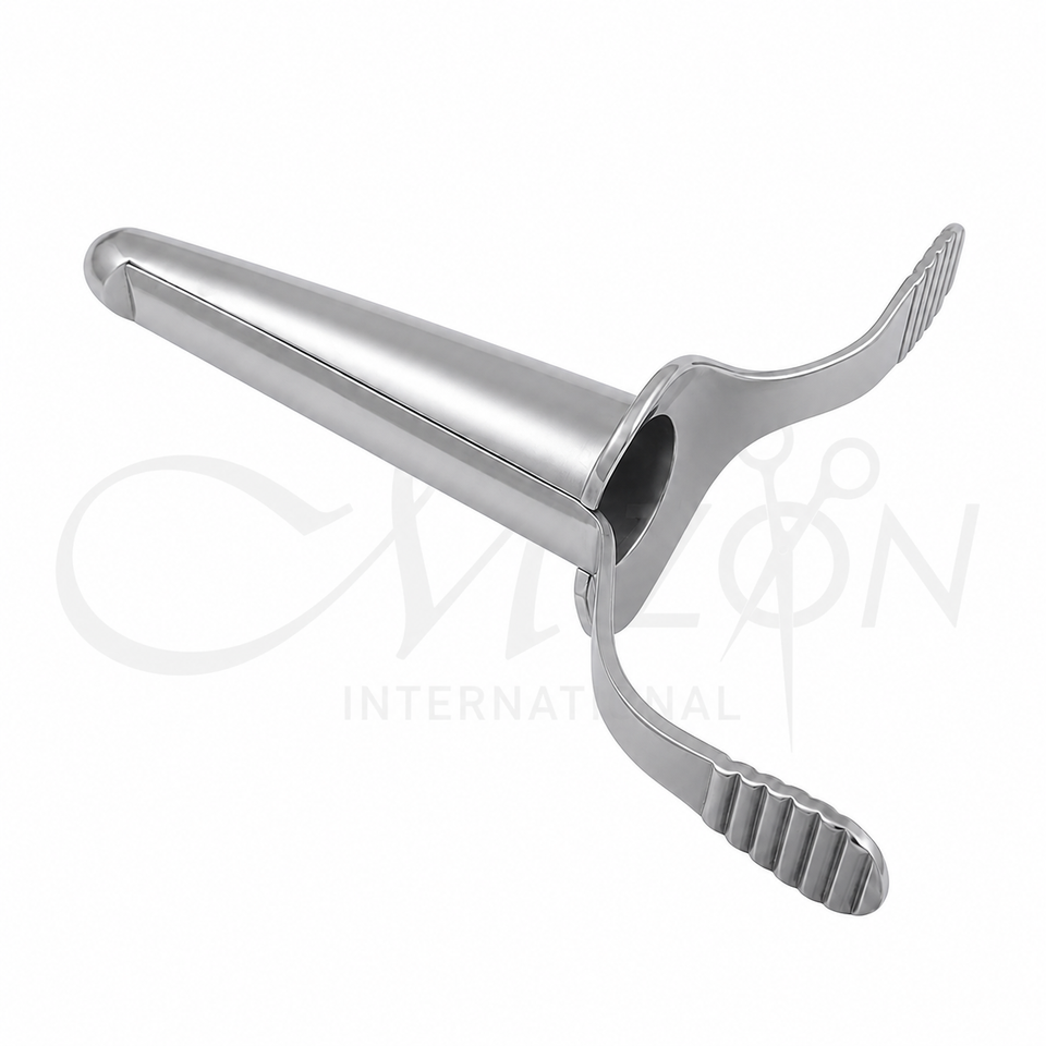 Mizon International Brinkerhoff Rectal Speculum 203mm featuring a precision stainless steel construction, specialized rectal speculum profile, ergonomic handling, and professional surgical instrument design.