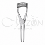 Bulldog Shunt Intestinal Clamp 11.5 cm made from titanium with serrated jaws, rounded tips and spring-action handle
