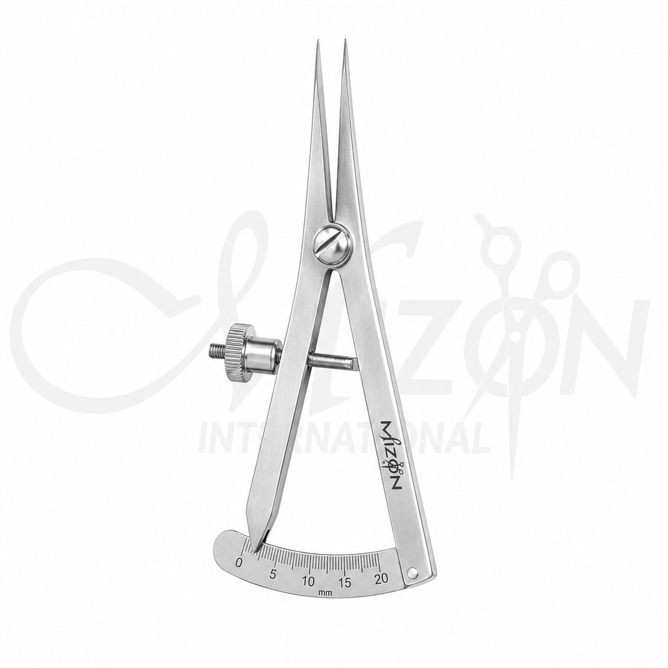 Castroviejo Curved Caliper 12.5 cm Stainless Steel Surgical Measuring Instrument by Mizon International