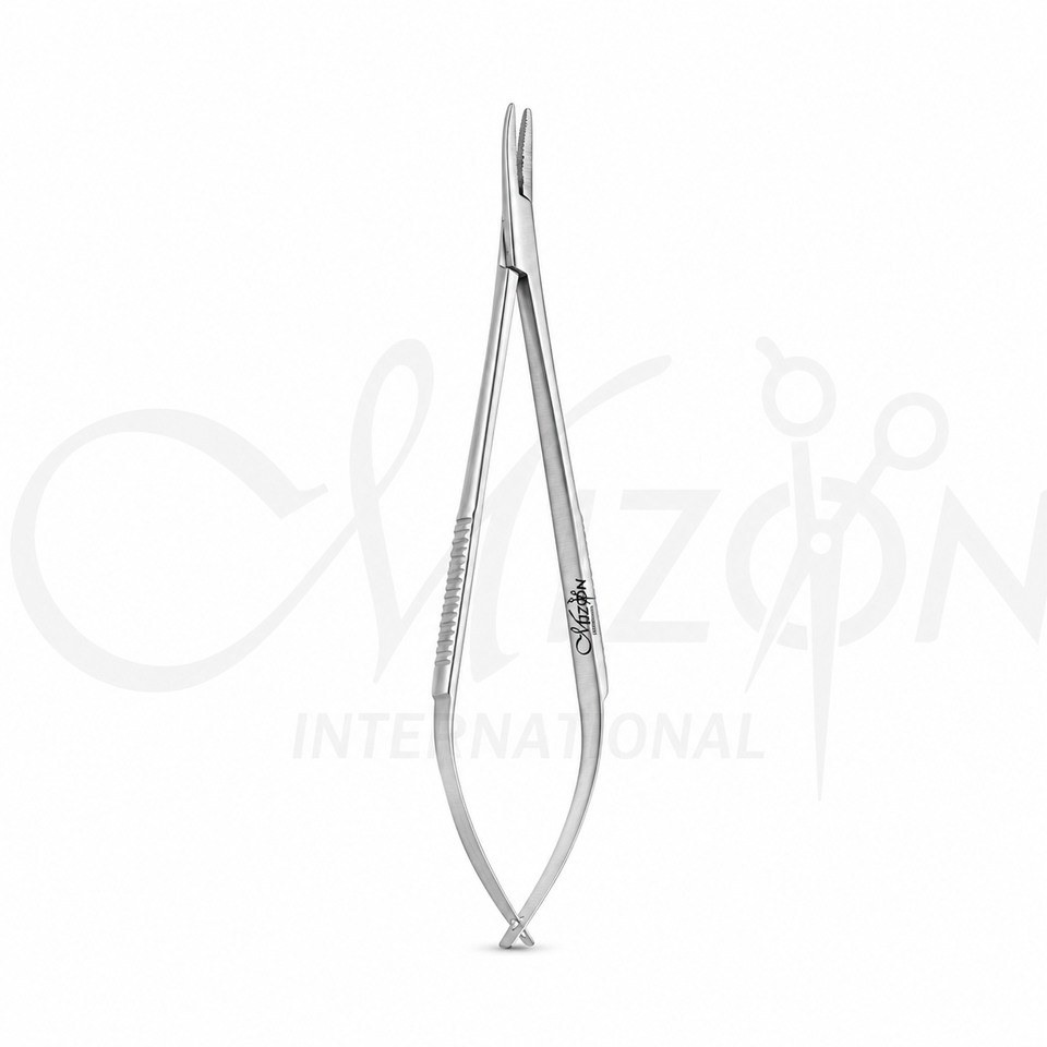 Castroviejo Curved Needle Holder 14cm Stainless Steel Ophthalmic Microsurgical Instrument by Mizon International