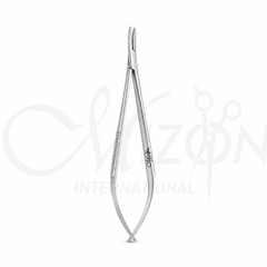 Castroviejo Curved Needle Holder 14 cm | Tungsten Carbide Microsurgical Ophthalmic Instrument