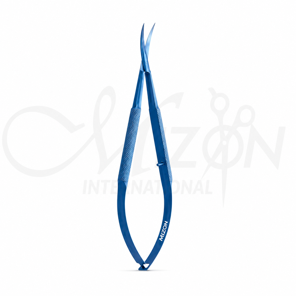 Castroviejo Micro Scissors Curved 12 cm Stainless Steel Microsurgical Scissors by Mizon International