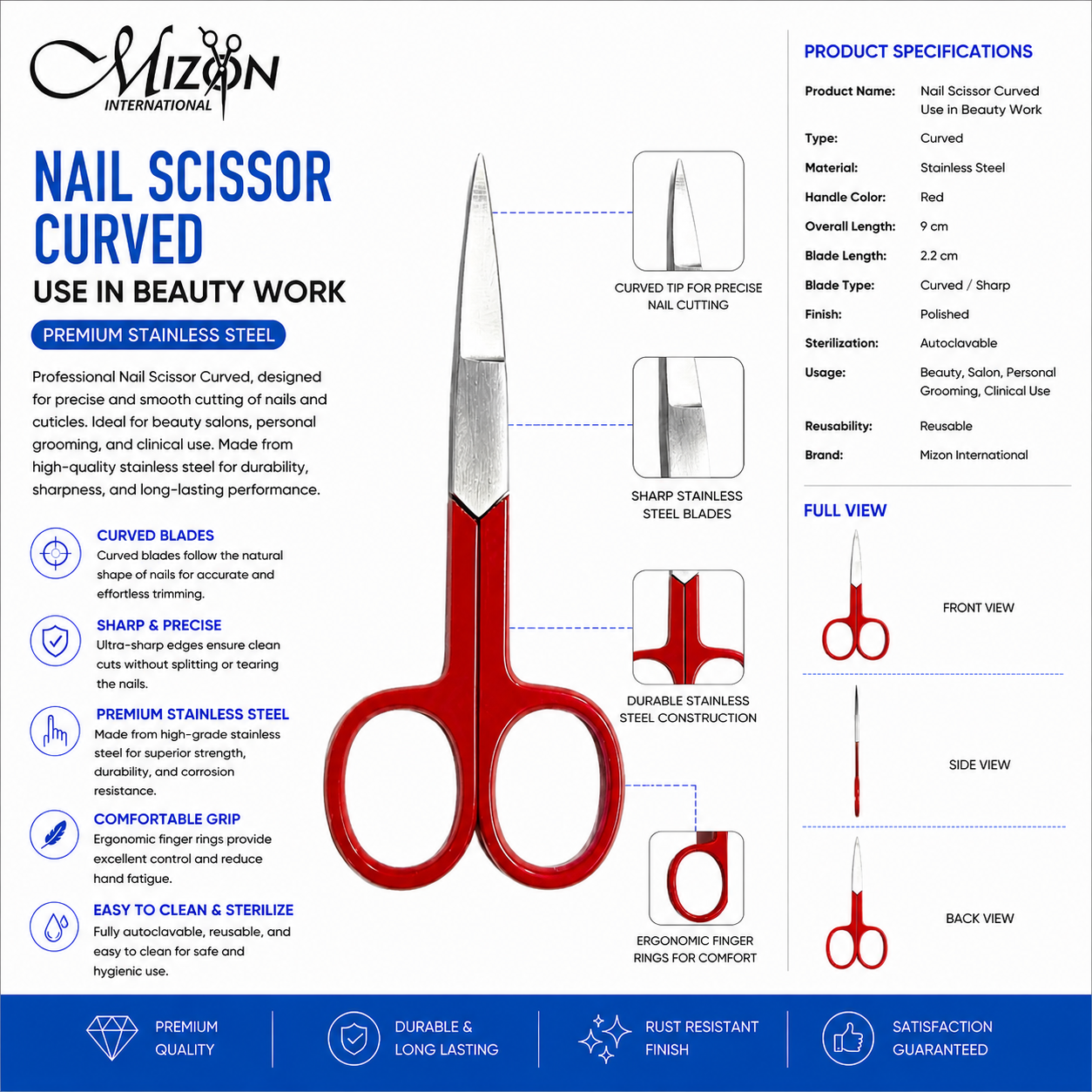 Professional Curved Nail Scissors – Stainless Steel Cuticle & Nail Trimming Scissors | Beauty Salon Scissors