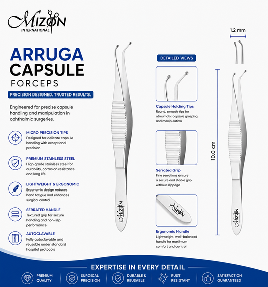 Arruga Capsule Forceps – 10.0 cm | Premium Stainless Steel Ophthalmic Surgical Instrument