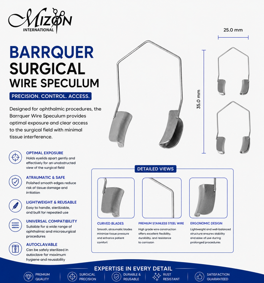 Barraquer Surgical Wire Speculum – 35 mm | Premium Stainless Steel Ophthalmic Eye Speculum