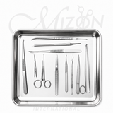 Collection of Surgical Instruments and Medical Tools Stainless Steel Instrument Set with Tray by Mizon International