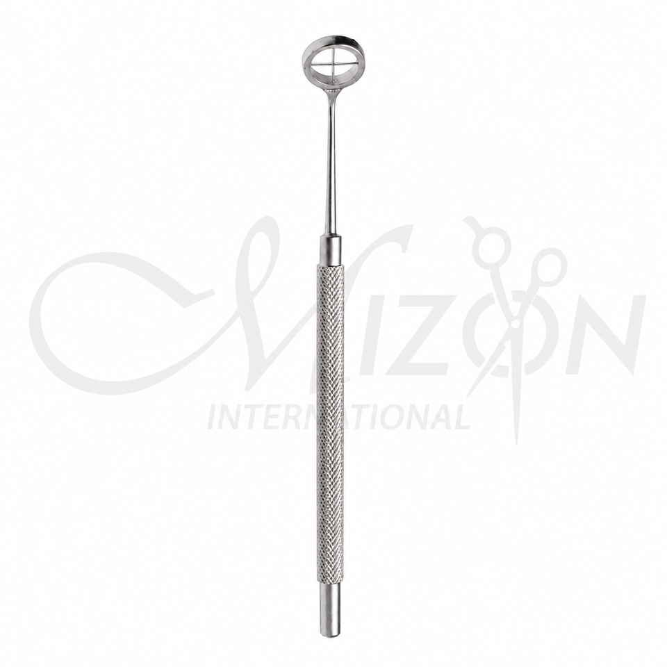 Mizon International 6mm crosshair corneal marker with circular marking tip and knurled stainless steel handle