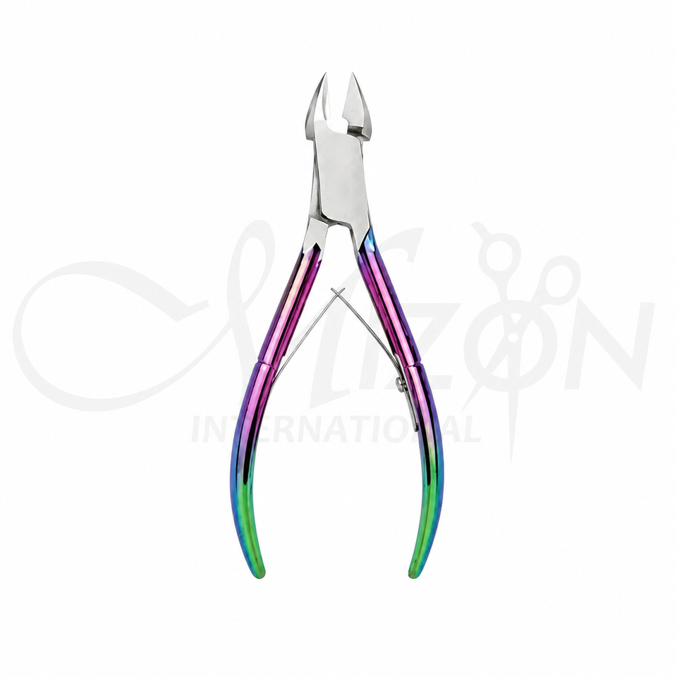 Rainbow Stainless Steel Cuticle Nipper Premium Professional Manicure Tool by Mizon International