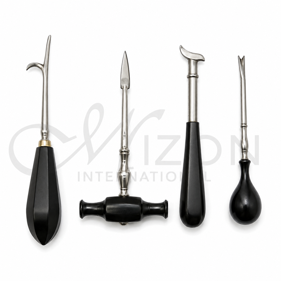Mizon International Dental Elevators Premium Medical-Grade Surgical Stainless Steel Tooth Extraction Instruments with Precision Working Tips, Ergonomic Textured Non-Slip Handle and Satin Finish for Root Elevation, Luxation, Oral Surgery, Maxillofacial Procedures, Hospitals and Dental Clinics