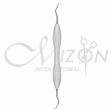 Mizon International Dental Sickle Scaler made from Premium Medical-Grade Surgical Stainless Steel featuring a Precision Sickle Working Tip, Ergonomic Knurled Non-Slip Handle, Satin Anti-Glare Finish, Professional Dental Hygiene Instrument for Plaque, Tartar & Supragingival Calculus Removal, Preventive Dentistry, Periodontal Therapy, and General Dental Procedures.