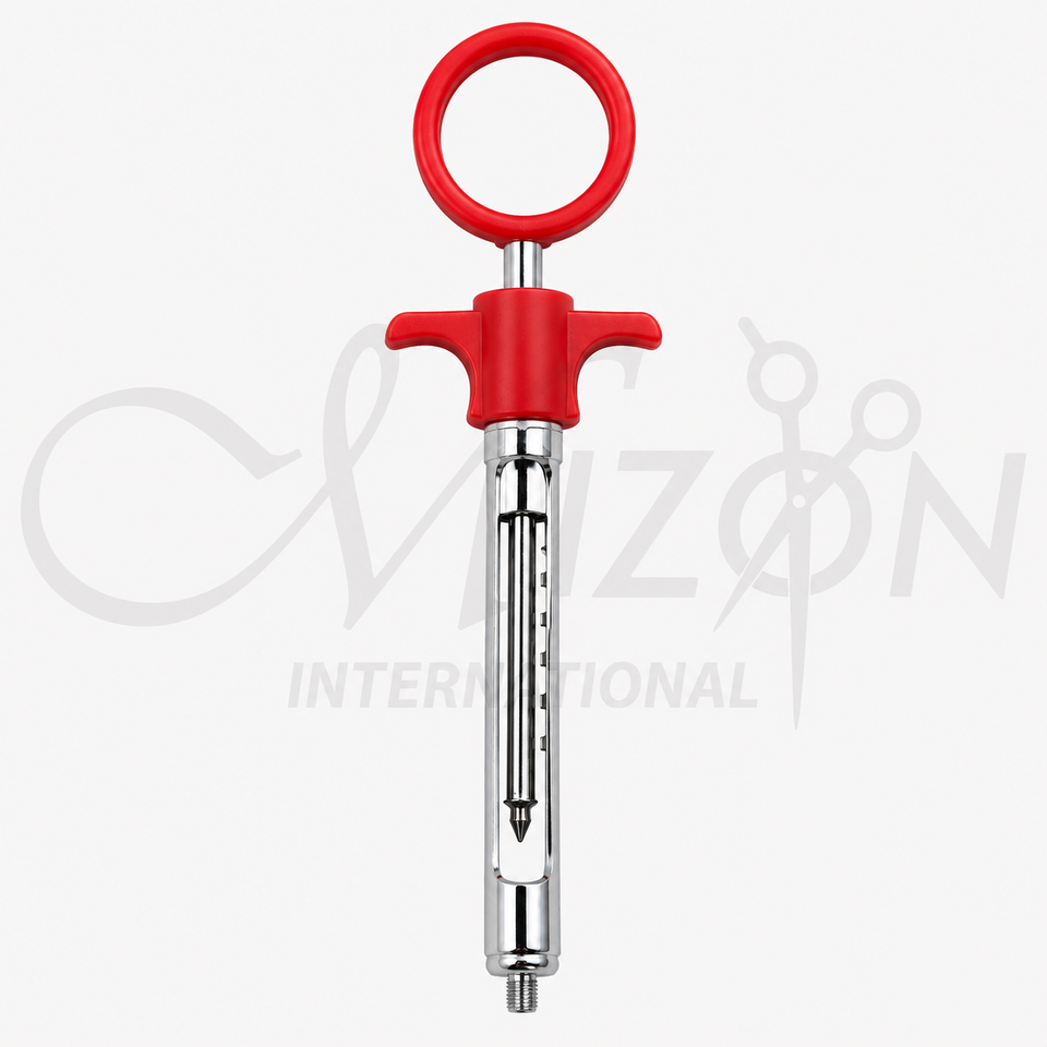 Mizon International Dental Anesthetic Auto Passive Syringe 1.8 ML featuring Stainless Steel Construction, Self-Aspirating Auto-Passive Design, Luer Lock Tip, EUR Thread, Professional Dental Anesthesia Configuration, and Precision Handling for Dentistry and Endodontic Applications.