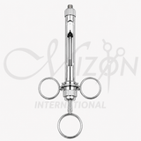 Mizon International Dental Anesthetic Syringe 1.8 CC featuring a professional self-aspirating design, 1.8 CC capacity, ergonomic construction, controlled aspiration function, and precision handling for dental anesthesia procedures, available in a pack