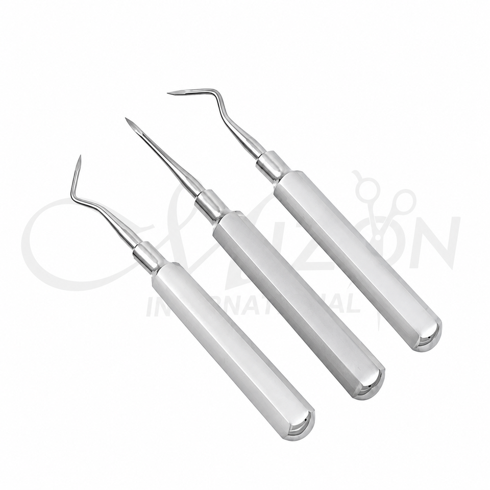 Dental Elevator Set of 3 – Surgical Stainless Steel Tooth Extraction Instrument Set by Mizon International