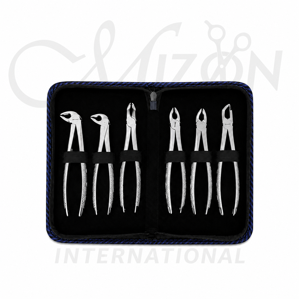 Dental Extraction Forceps 6-Piece Kit Stainless Steel Professional Dental Instrument Set by Mizon International