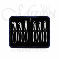 Mizon International Dental Extraction Forceps 6-Piece Kit | Professional Stainless Steel Tooth Extraction Oral Surgery Instrument Set