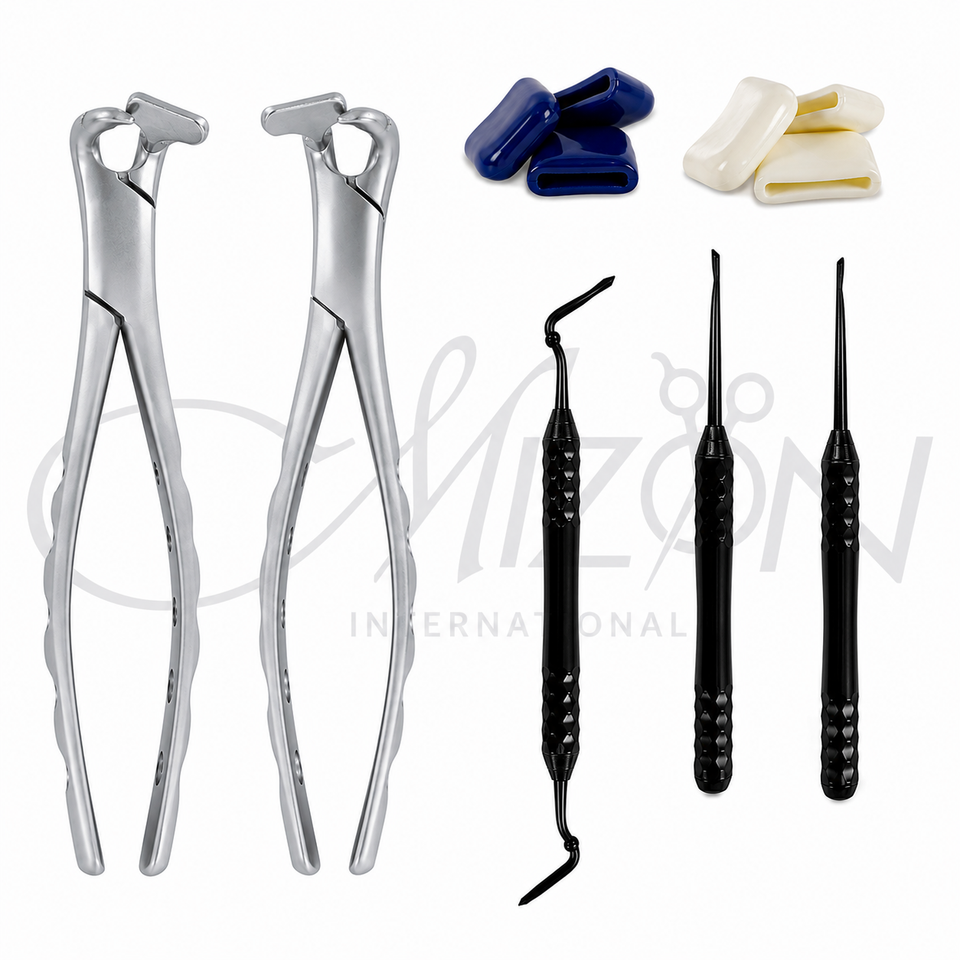 Mizon International Dental Forceps Kit – Set of 5 featuring professional medical-grade stainless steel dental extraction forceps with ergonomic handles, precision working ends, durable construction, and reusable design for tooth extraction and oral surgery.