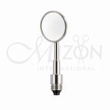 Dental Mirror Replacement Head made from stainless steel with high-definition round mirror, standard screw thread, reusable and autoclavable for professional dental examination by Mizon International.