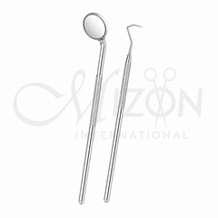 Dental Mirror Set with Explorer | Stainless Steel Mouth Examination Instrument | Mizon International