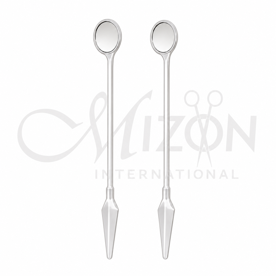 Dental Mouth Examination Mirror with Ergonomic Plastic Handle and Stainless Steel Shaft by Mizon International
