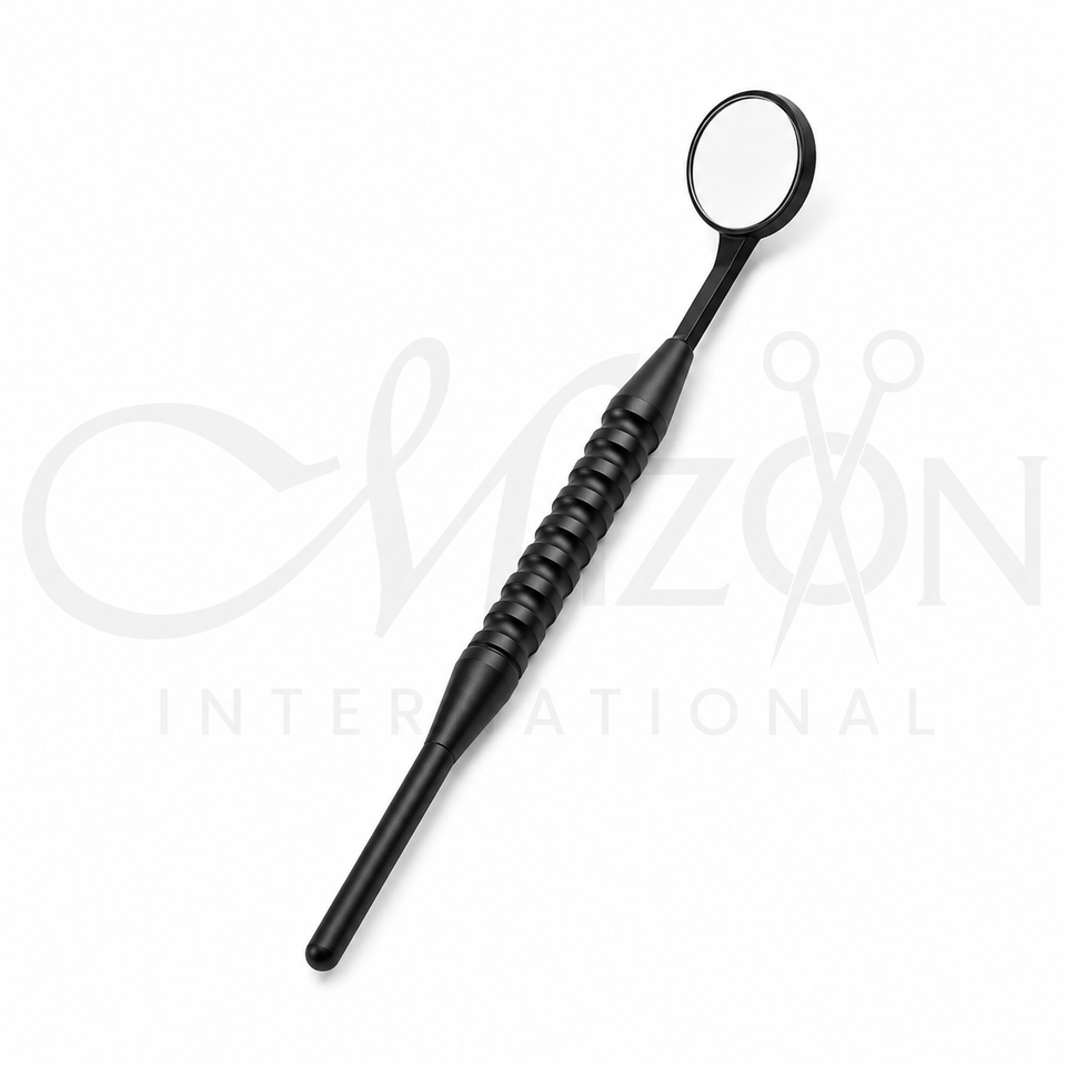 Dental Mouth Examination Mirror Stainless Steel with Ergonomic Anti-Slip Handle by Mizon International