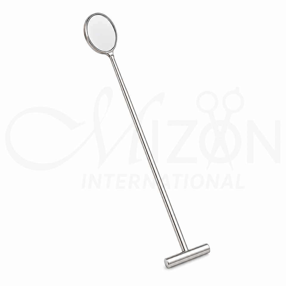 Stainless Steel Dental Mouth Examination Mirror with Long T-Bar Handle by Mizon International