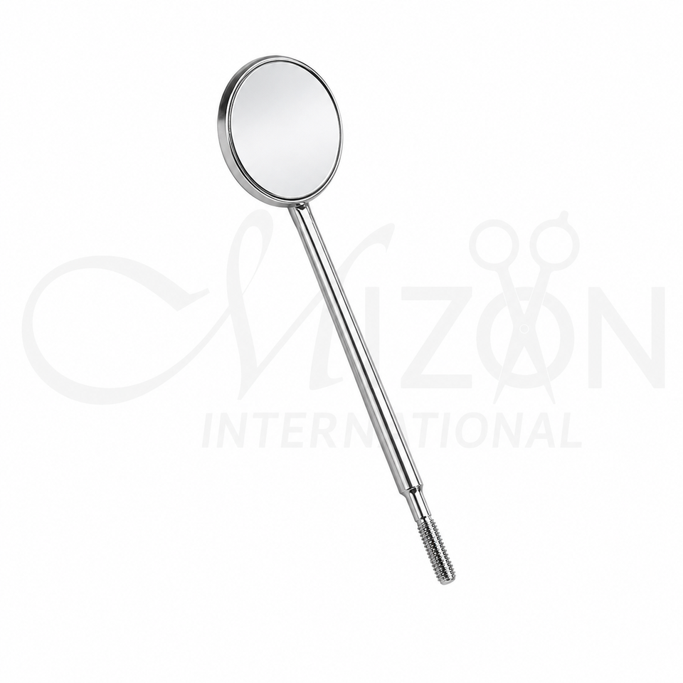Stainless Steel Dental Mouth Examination Mirror with Threaded Handle for Professional Dental Diagnosis by Mizon International