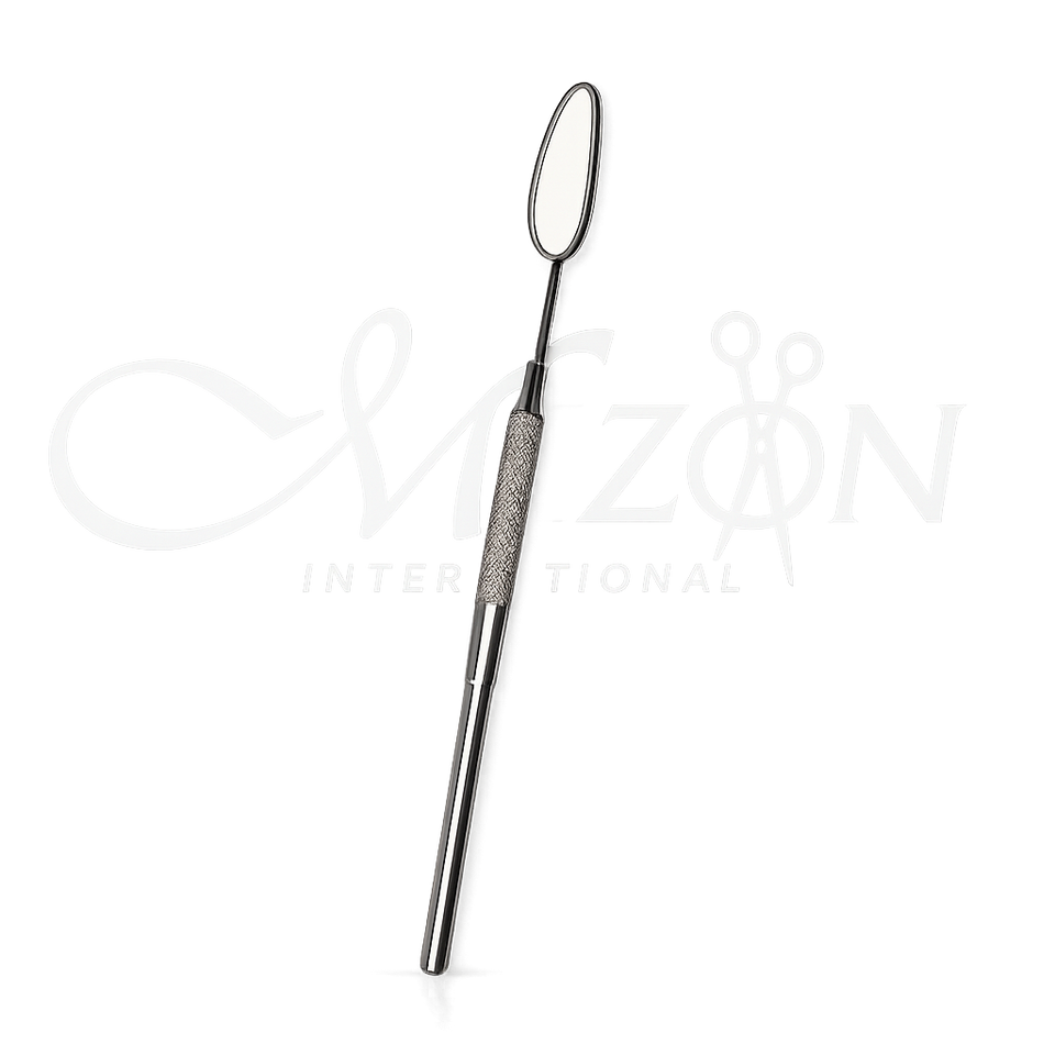 Dental Mouth Mirror with Metal Handle – Oval Stainless Steel Dental Examination Mirror by Mizon International