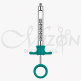 Mizon International Dental Self-Aspirating Syringe 1.8 ml featuring High-Grade Surgical Stainless Steel Construction, Self-Aspirating Design, Exchangeable European and American Thread, Ergonomic Professional Handle, Autoclavable Reusable Construction, and Professional Dental Anesthesia Application.
