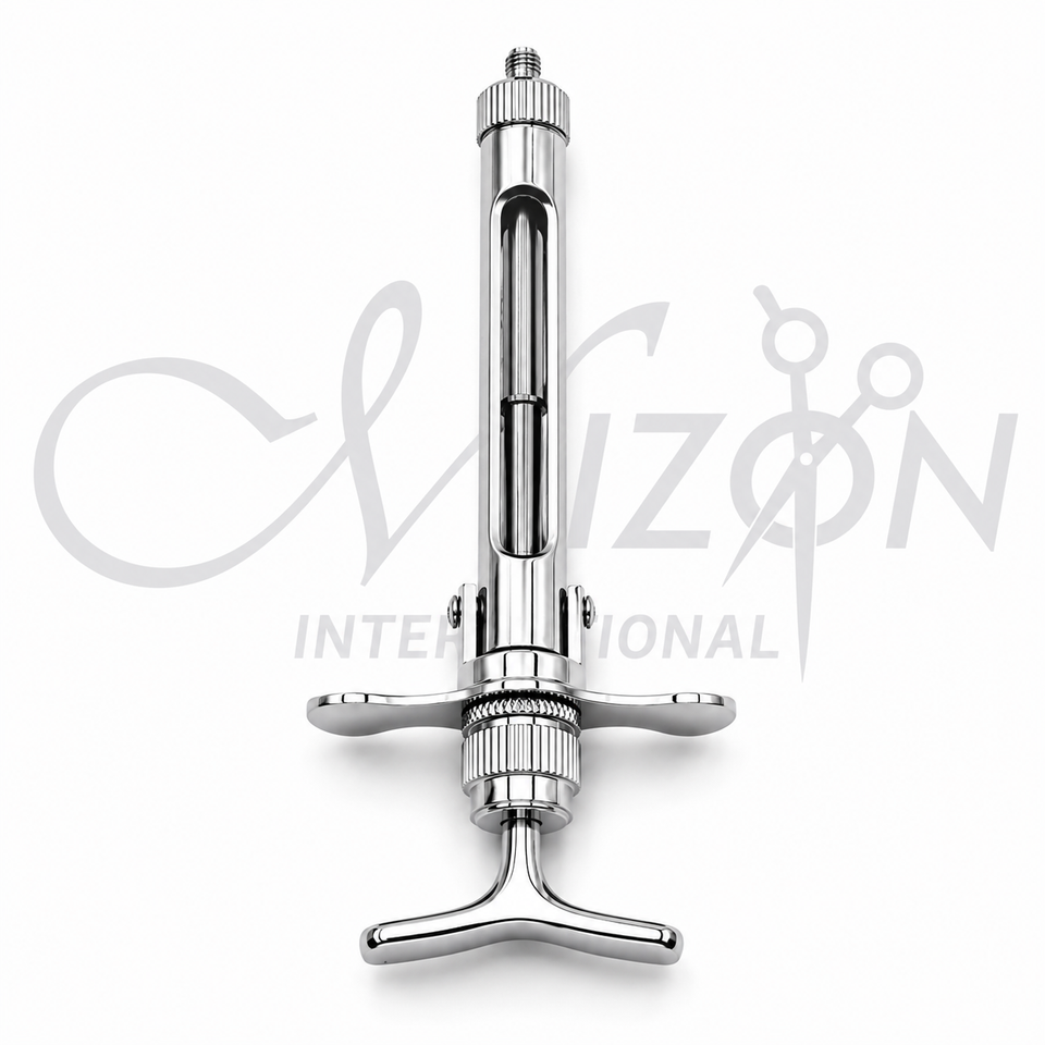 Mizon International Dental Syringes Collection featuring professional dental anesthetic syringes, aspirating syringes, self-aspirating syringes, and carpule dental syringe instruments for professional dental procedures.