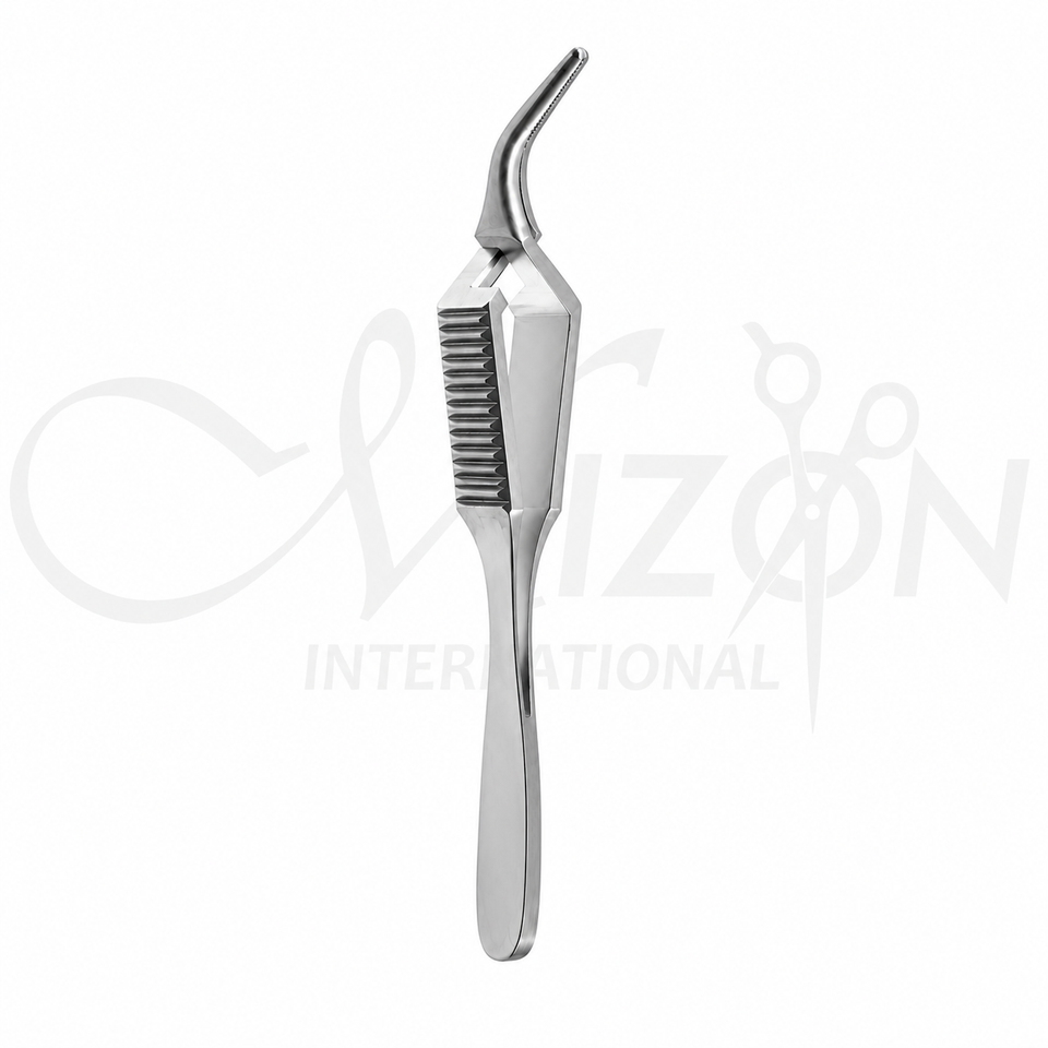 Diethrich Bulldog Intestinal Clamp made from premium stainless steel with serrated atraumatic jaws for secure intestinal clamping during gastrointestinal surgery by Mizon International.