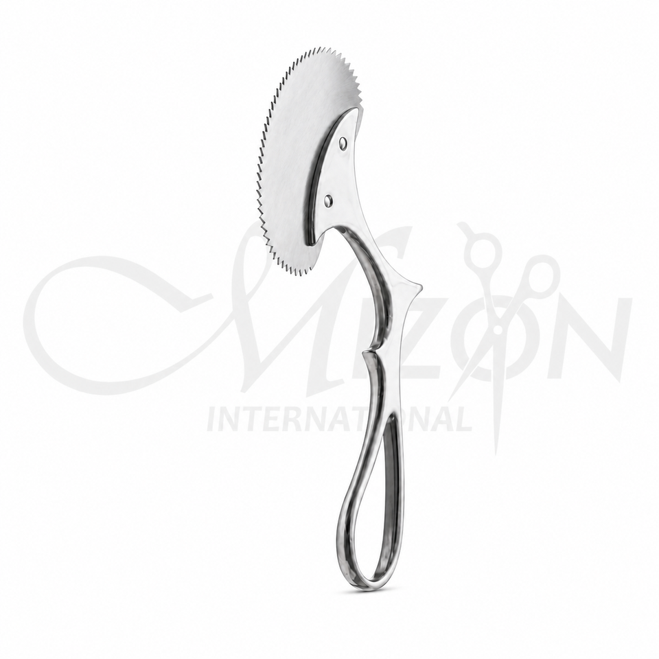 Mizon International Dingman Otobrader 17.5cm with 5cm serrated circular blade and ergonomic finger-loop handle